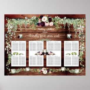 Burgundy Greenery Garland 160 gästsittande Poster