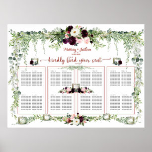 Burgundy Greenery Garland 160 gästsittande Poster