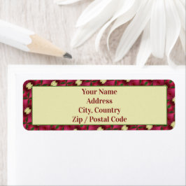 Burgundy grönt kräm och rosa returadress etikett