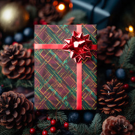 Burgundy-, Grönt- och Gult-Abstrakt - belagd - Presentpapper