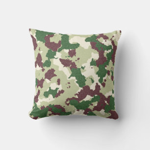 Burgundy, Grönt White Camo Pillow Kudde