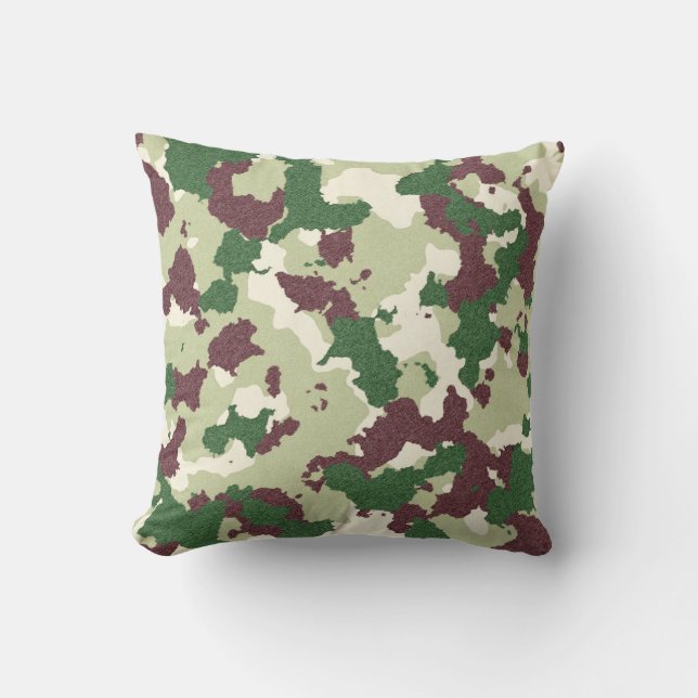 Burgundy, Grönt White Camo Pillow Kudde (Framsida)
