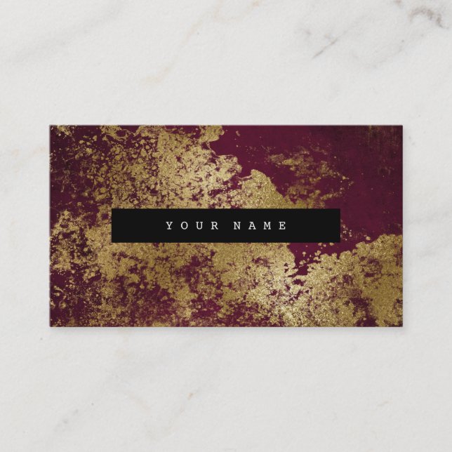 Burgundy Grungy Distress Guld Marble Vip Visitkort (Framsida)