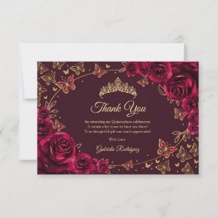 Burgundy Gul Quinceanera Tack Kort