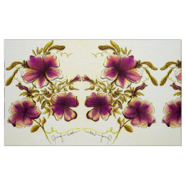 Burgundy Gula blommor Tyg