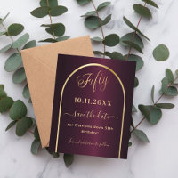 Burgundy guld 50-årsdag spara datumet