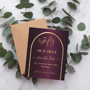 Burgundy guld 50-årsdag spara datumet flygblad
