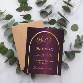 Burgundy guld 60-årsbudget spara datumet flygblad