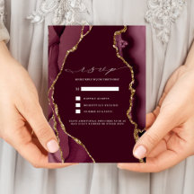 Burgundy & Guld Agate Bröllop OSA