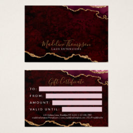 Burgundy Guld Agate Business Gift Certificate Visitkort