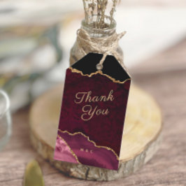 Burgundy Guld Agate Geode Tack Presentetikett