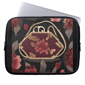 Burgundy Guld AI art Laptop Fodral