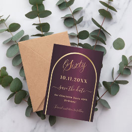 Burgundy guld arch fyller 60 år spara datumet