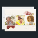 Burgundy & Guld Beach Tropical Grey 3-Photo Julkort<br><div class="desc">Nautical Boutique Co.'s burgundy and guld tropical helgdag har en vattenfärgad maron och guld tropiska grey och accentueras med en söt vattenfärgssäsongsskala och motsvarande elfenbensstjärnfisk. Julhälsningar, din familj namn och året (baksidan) är modern blocktypografi. Burgundi, guld och grät elfenben påminner om tropiska helgdagar på stranden. Det är enkelt att ladda...</div>