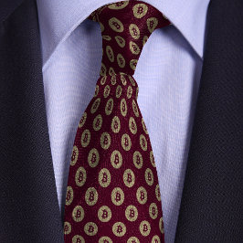 Burgundy & Guld Bitcoin Crypto Coin Mönster Slips