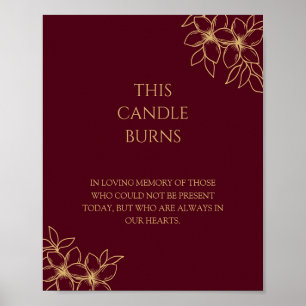 Burgundy Guld Blommigt Bröllop den här ljusbrinnen Poster