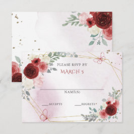 Burgundy Guld Blommigt Butterflies Quinceanera OSA Kort