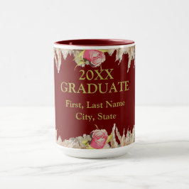 Burgundy & Guld Blommigt, du gjorde det Student Mugg