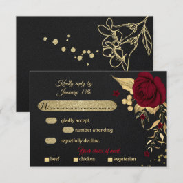 Burgundy guld blommigt, val av svart måltid OSA ko Kort