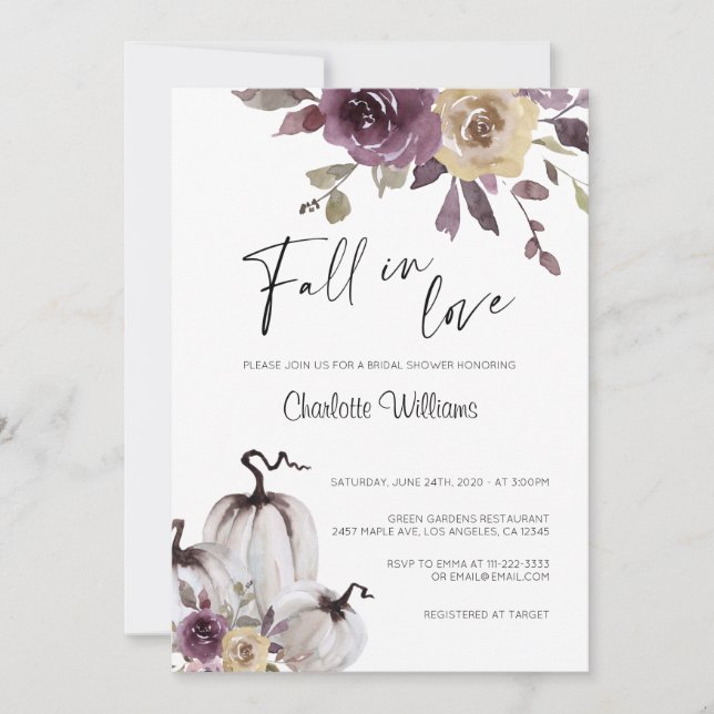 Burgundy Guld Boho Fall i Kärlek Möhippa Inbjudningar (Framsida)