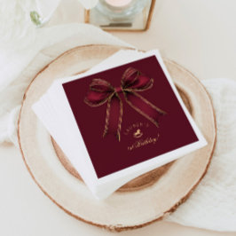 Burgundy Guld Bow Rocking Horse Luxury Birthday Pappersservett