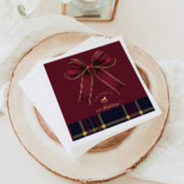 Burgundy Guld Bow Rocking Horse Luxury Birthday Pappersservett