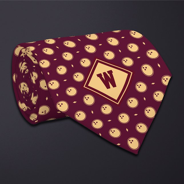 Burgundy Guld Bowling Ball Ikon halsduk Slips (Skapare uppladdad)