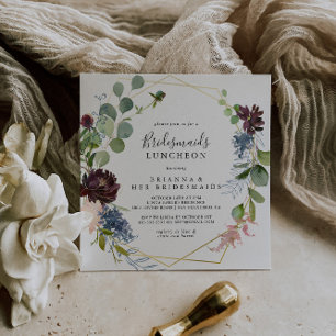 Burgundy Guld Bridesmaids Luncheon Shower Inbjudningar