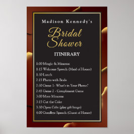 Burgundy Guld Bröllopsdusch 🌿 Elegant Bläck Poster