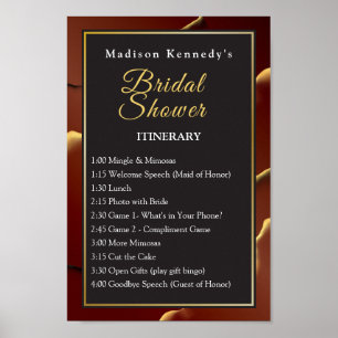 Burgundy Guld Bröllopsdusch 🌿 Elegant Bläck Poster