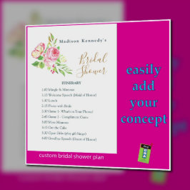 Burgundy Guld Bröllopsdusch 🌿 Elegant Bläck Poster