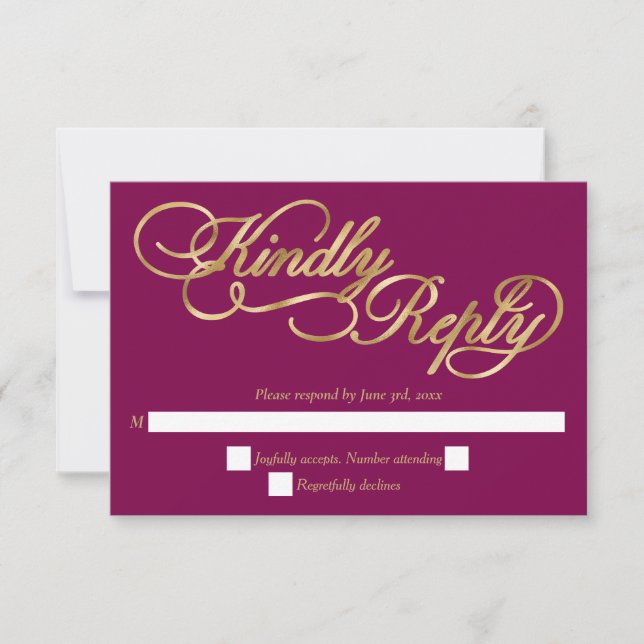 Burgundy & Guld Calligraphy Forme Bröllop OSA (Framsida)