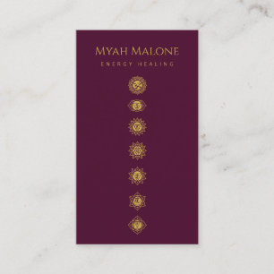 Burgundy & Guld Chakra Energy Healer Visitkort