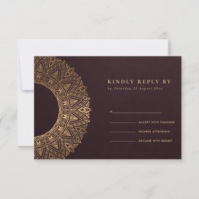 BURGUNDY GULD CLASSIC ORNATE MANDALA BRÖLLOP OSA (Framsida)