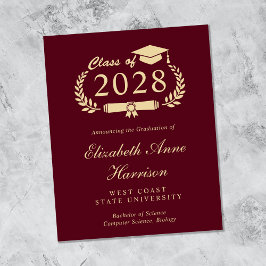 Burgundy Guld College Graduation Notice
