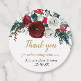 Burgundy guld elegant - blommigt - jul gåvor etiketter