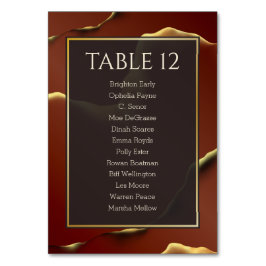 🤵 Burgundy Guld Elegant Inky Abstrakt Bröllop Bordsnummer