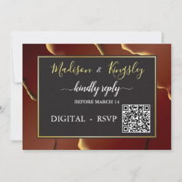 🤵 Burgundy Guld Elegant Inky Abstrakt Bröllop Inbjudningar