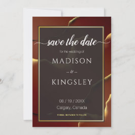 🤵 Burgundy Guld Elegant Inky Abstrakt Bröllop Inbjudningar