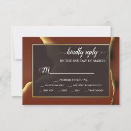 🤵 Burgundy Guld Elegant Inky Abstrakt Bröllop OSA Kort