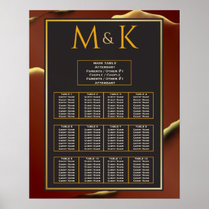 🤵 Burgundy Guld Elegant Inky Abstrakt Bröllop Poster