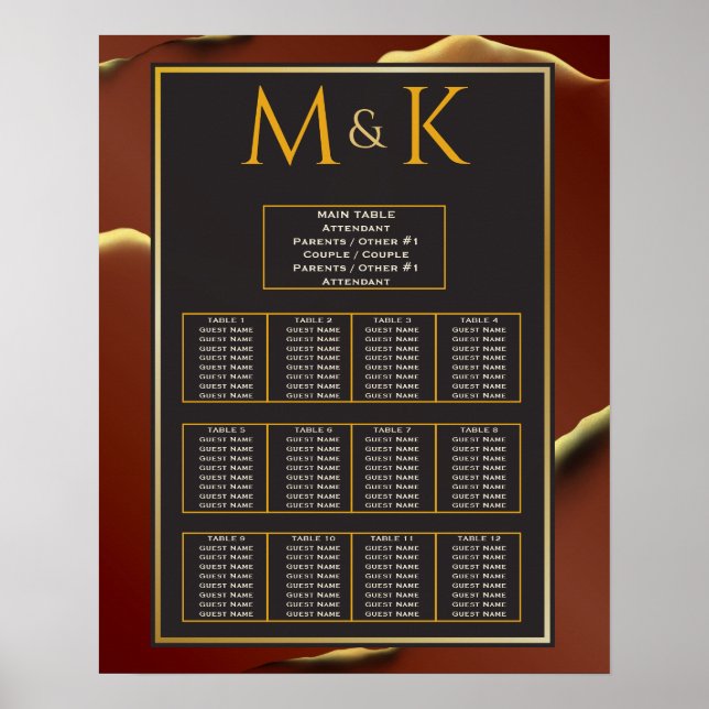 🤵 Burgundy Guld Elegant Inky Abstrakt Bröllop Poster (Framsidan)