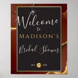 🤵 Burgundy Guld Elegant Inky Abstrakt Bröllop Poster