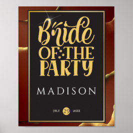🤵 Burgundy Guld Elegant Inky Abstrakt Bröllop Poster