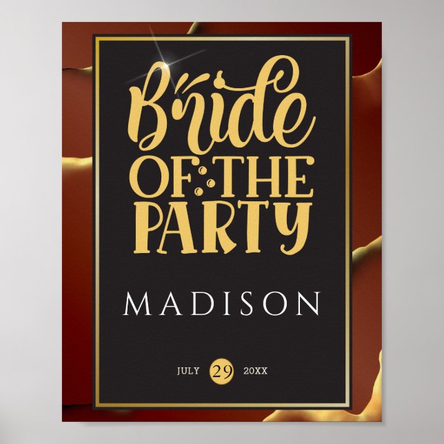 🤵 Burgundy Guld Elegant Inky Abstrakt Bröllop Poster (Framsidan)