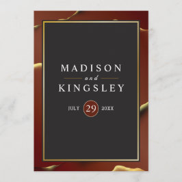 🤵 Burgundy Guld Elegant Inky Abstrakt Bröllop Program