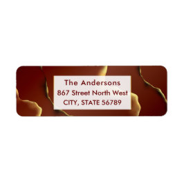 🤵 Burgundy Guld Elegant Inky Abstrakt Bröllop Returadress Etikett