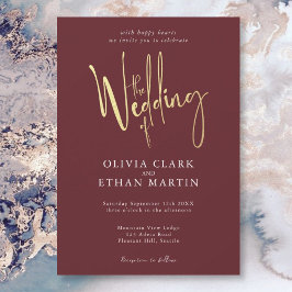 Burgundy Guld Elegant Modern enkel inbjudan