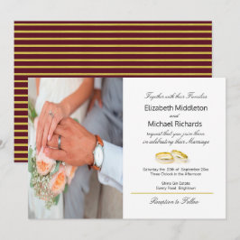 Burgundy Guld Elegant Photo Wedding bjudande in Inbjudningar