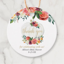 Burgundy guld fall blommigt Pumpkin babydusch Gåvor Etiketter